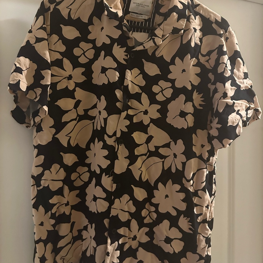 Floral Black and Cream Men's Shirt